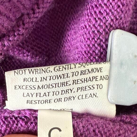 Eileen Fisher Purple Merino Wool One Button Collared Long Cardigan Sweater M - Picture 6 of 8